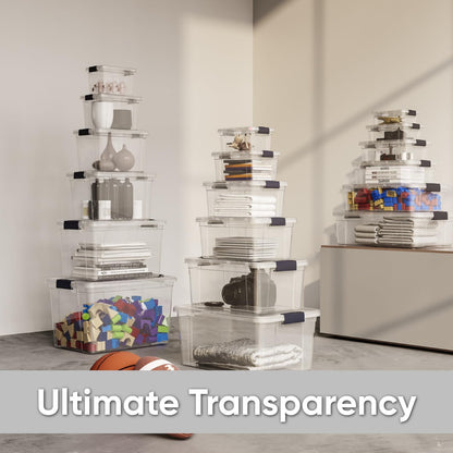 Superio Clear Plastic Storage Bin with Lid, 11 Qt, Non-Toxic, BPA Free, Stackable Plastic Tote
