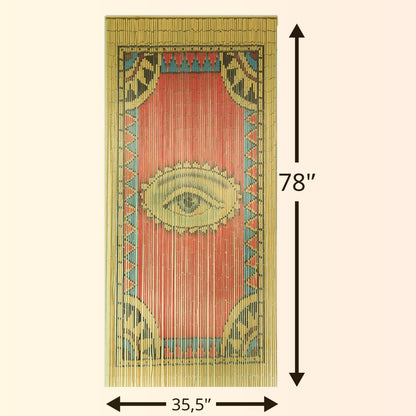 TACHILC Beaded Curtain for Doorway – Boho Door Beads Curtain 35.5 x 78 Inches - 90 Strings, Hand-Painted Eye Design, Natural Room Divider for Modern Boho Home Decor