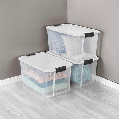 Sterilite 16-Pack Ultra Latching Storage Bins - Clear Plastic 70 Quart Organizing Containers for Home & Office