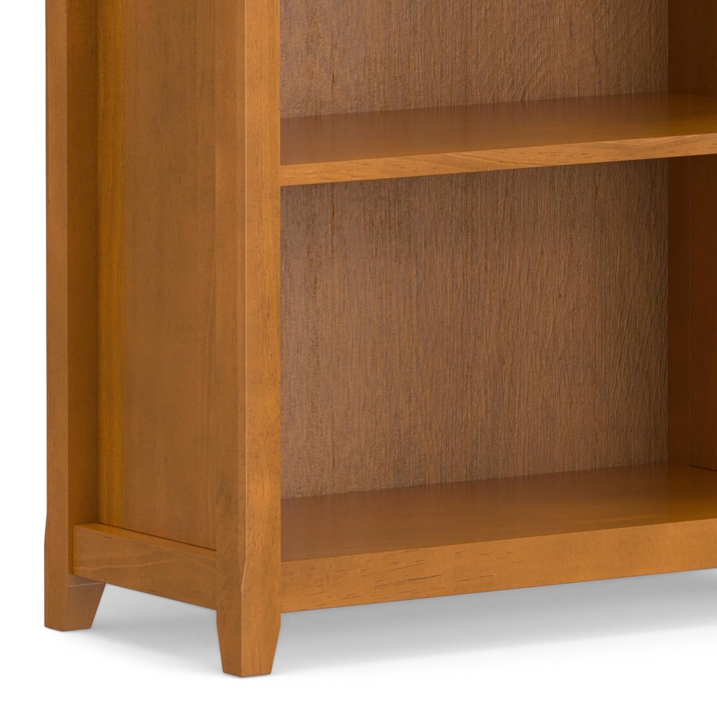 SIMPLIHOME Amherst Bookcase - 70 inch Tall 5-Shelf Solid Wood Bookshelf in Light Golden Brown, Transitional Storage for Living Room, Study Room or Office with Adjustable Shelves and Tapered Legs