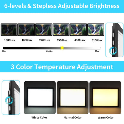 Phylosal Rechargeable A3 LED Light Pad with Built-in Stand, Magnetic Tracing Light Box for Drawing, Diamond Art Light Board with Side Button, Super Bright Light Table for Diamond Painting, Sketching