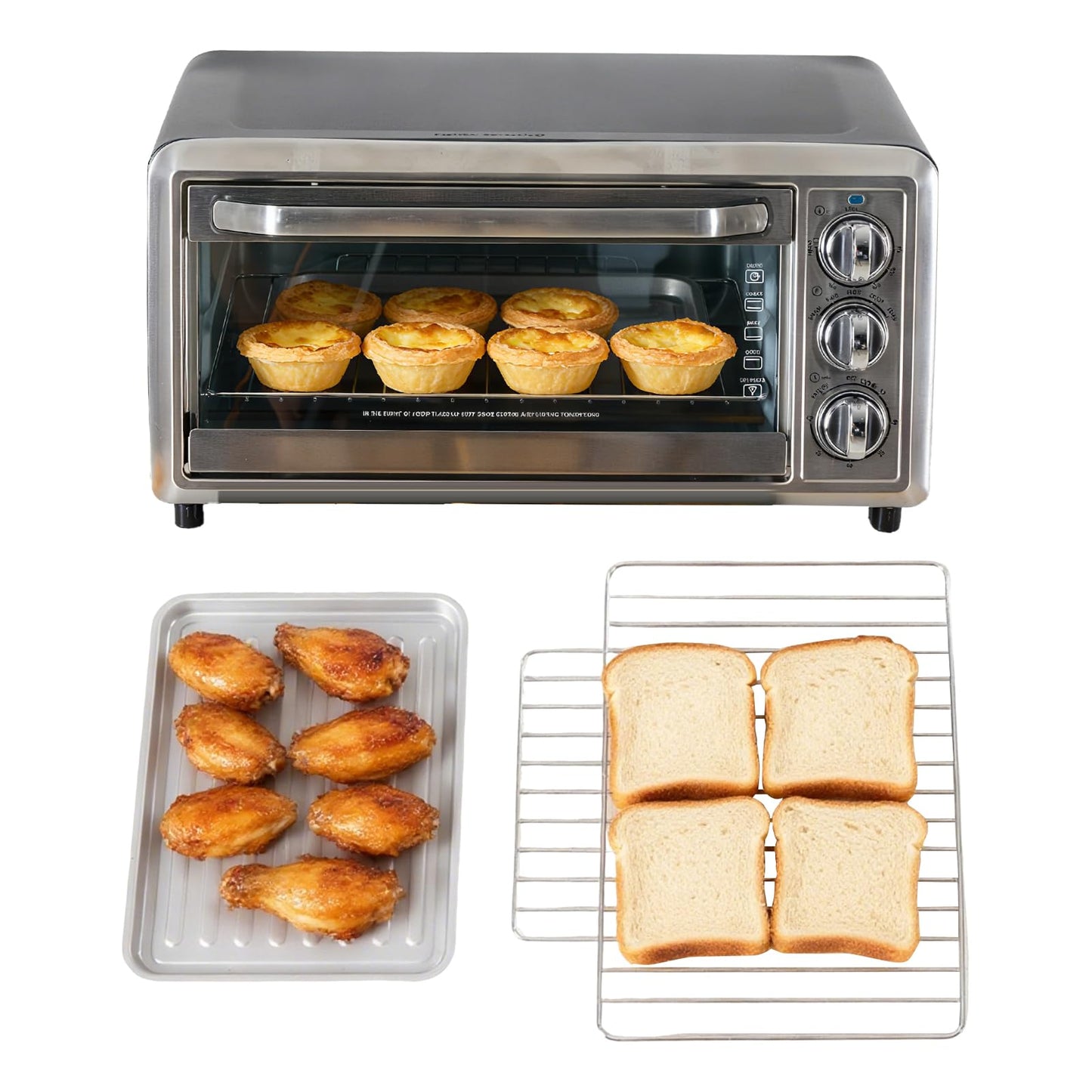 OLIXIS Toaster Ovens Countertop 19Quart, Bake, Toast, Broiler, Pizza and Warm, 1300W, 30 Min Timer, Fry Basket, Backing Pan and Rack Included, Up to 400°F