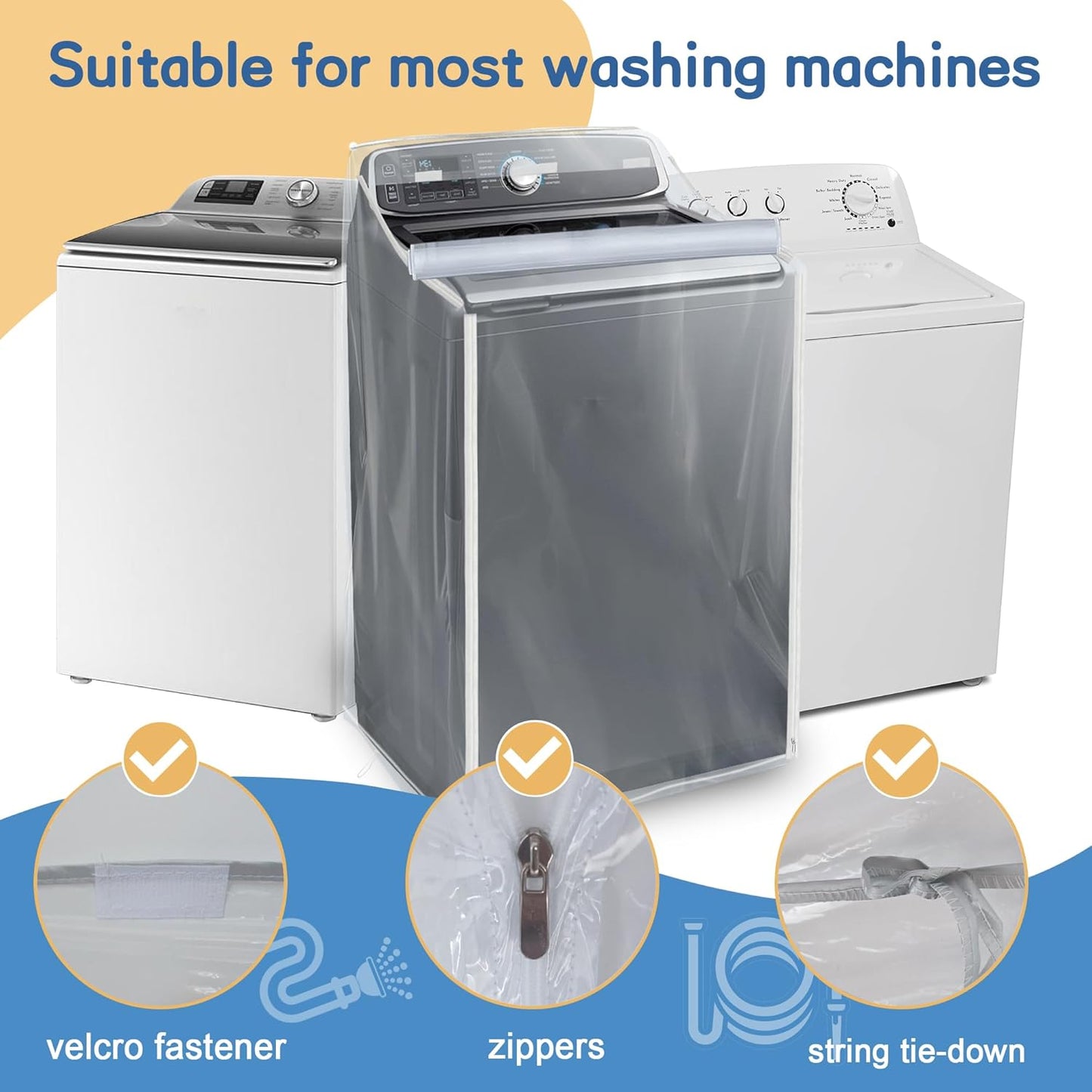 Washer and Dryer Covers - Waterproof and Dustproof Cover for Top Load & Front Load Machines, 29 x 28 x 43 Inches