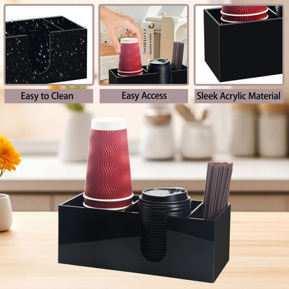 Beitiny Coffee Cup Holder for Countertop, Acrylic Coffee Bar Accessories and Organizer, Black Coffee Station Organizer Farmhouse Table Decor