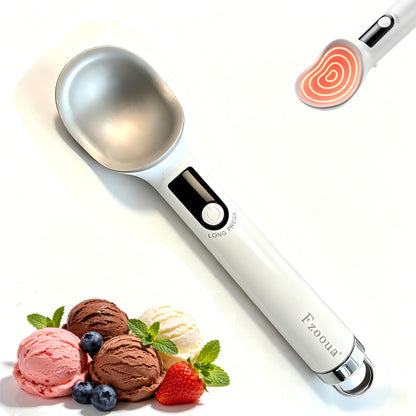Fzooua Heated Ice Cream Scoop, Dishwasher Safe,Rechargeable Electric Warming Scooper, ON/OFF Safety Lock Switch,Heats to 158F, Kitchen Tool Nonstick Scooper for Gelato, Frozen & More