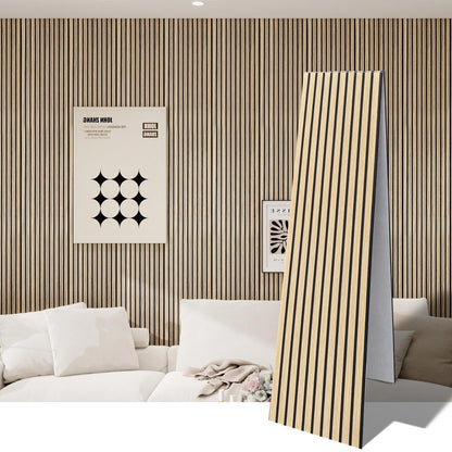 2 Large Sheets (94.5"x11.8") Self-Adhesive Acoustic Panels for Home Theater, Bedroom & TV Background – Easy DIY Installation, Oak Finish