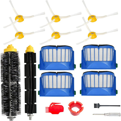 VacEssentials Replacement Parts Accessories Kit for iRobot Roomba 675 694 692 614 670 677 671 691 676 639 679 615 600 Series Robot Vacuum Attachment, 1 Bristle Brush, 6 Side Brush, 4 Filter