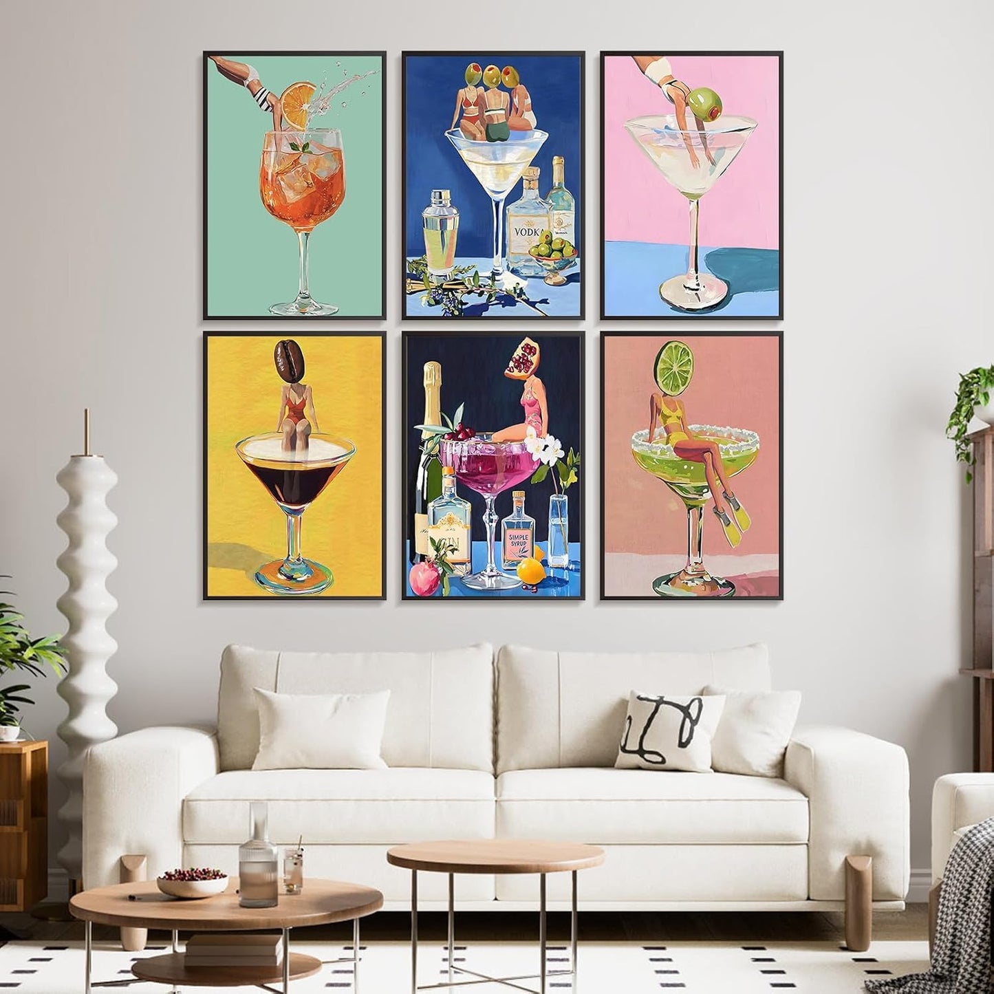 GOUOYANA Diamond Painting Kits for Adults-6 Pack, Cocktail Adult 5D Diamond Art Kits for Beginner Cocktail DIY Full Drill Diamond Dots Crystal Craft Kits for Home Wall Decor Gifts(6 Pack/12X16 Inch)