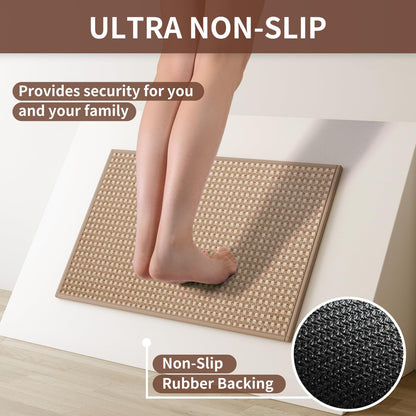YDKGL Kitchen Rugs Mat Non Slip Washable, Super Absorbent Kitchen Mats for Floor, Rubber Backing Soft Braided Standing Floor Mats Sink Mat Runner Rug, Easy to Clean and Maintain, Brown 17"x30"