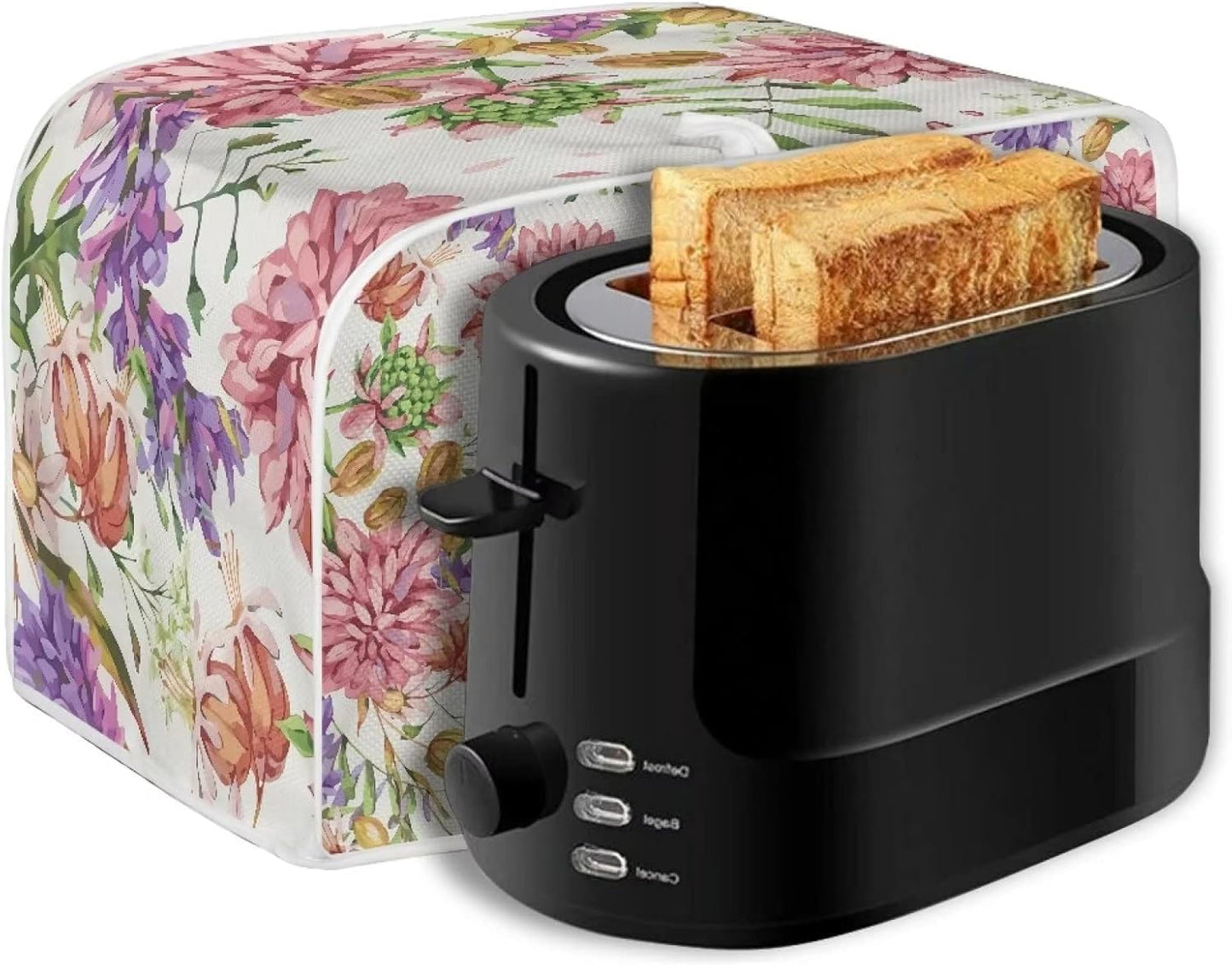 Hummingbird Floral Toaster Cover, Water-Resistant Kitchen Appliance Dust Protection for Most Standard 2 Slice Bread