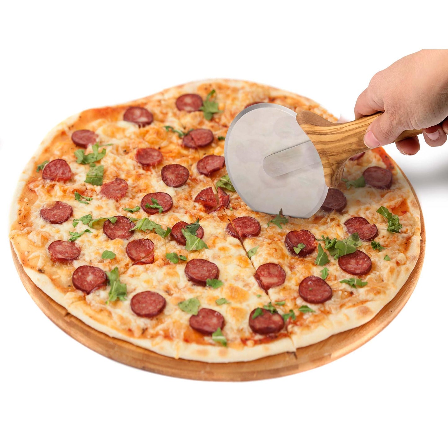Fantes Italian Olivewood Pizza Wheel, Stainless Steel and Italian Olivewood, The Italian Market Original since 1906