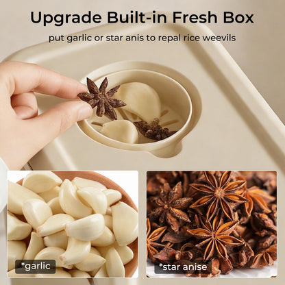 UFORU Rice Dispenser, Rice Storage Container with Measuring Cup for Kitchen Pantry Household, Cereal Dry Food Storage Containers Airtight, Sealed Moisture Proof (Brown 11 Lbs)