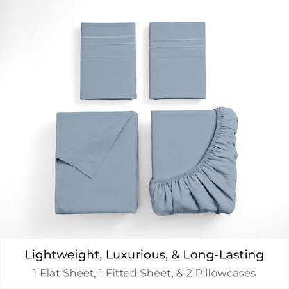 Mellanni California King Sheet Set - 4 PC Hotel Luxury Bedding | Extra Soft, Cooling, Wrinkle-Resistant (Blue Hydrangea)
