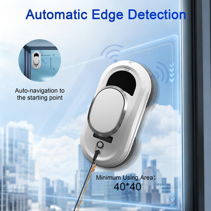EAEGE Automatic Window Cleaning Robot, Smart Robot Window Cleaner Inside/Outside, 3000Pa Suction, Intelligent Path Planning, Remote Control for high Glass, Shower, Mirror with 10 Rags(White)