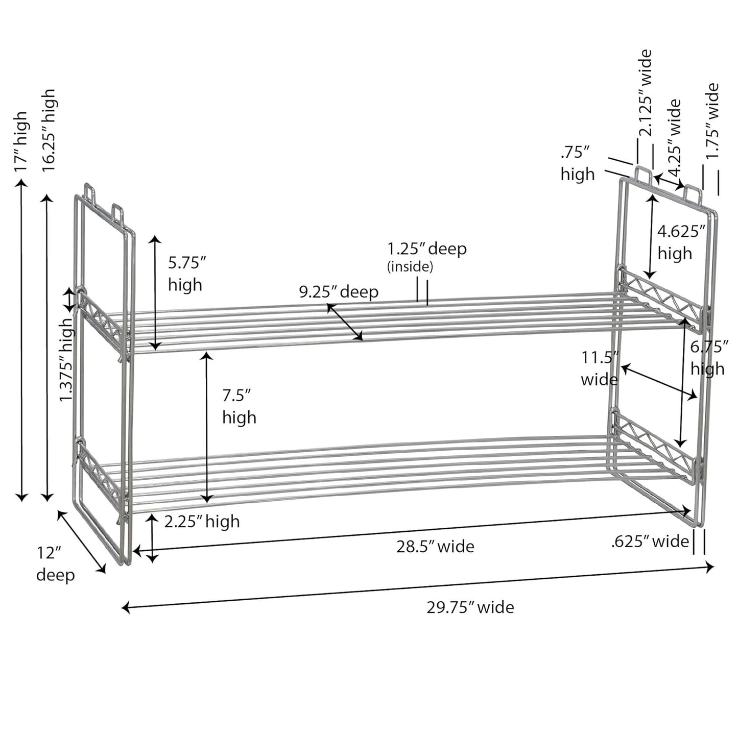 Two-Tier Chrome Shoe Rack - Stackable Storage Solution
