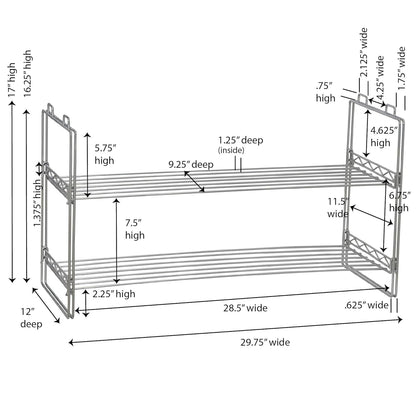 Two-Tier Chrome Shoe Rack - Stackable Storage Solution