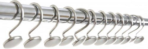 BINO Shower Curtain Hooks - Rust Proof Brushed Nickel Set of 12 | Durable Bathroom Essentials