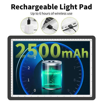 YINGWOND Rechargeable A4 Light Pad with Stand,7100LUX Magnetic Diamond Art Light Board,3 Light Colors,Adjustable Brightness,Portable Wireless Light Box for Tracing,Drawing,Sketching