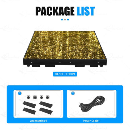 MOKA SFX 3D Mirror Gold Led Dance Floor Panels with Filght Case Nightclub Decoration Wedding Party Dancing Floor Tiles 8.2ft x 8.2ft 25pcs/lot (Magnetic)
