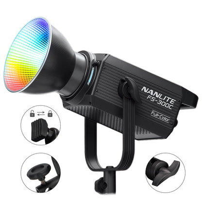 NANLITE FS-300C 300w RGB Studio Spotlight, 2700K-7500K, APP Control,Led Video Light Bowens Mount for Photography, Videography,Live Streamer,Content Creation