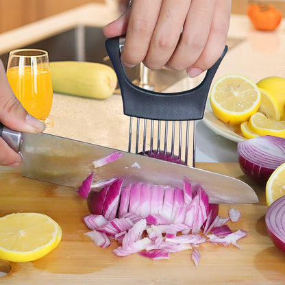 JAYVAR Onion Holder for Slicing, 3 Pieces Tomato Slicer, Stainless Steel Onion Chopper Veggie Cutter for Potato and Avocados, Food Slicer Assistant Tool, Useful Kitchen Gadgets Meat Tenderizer