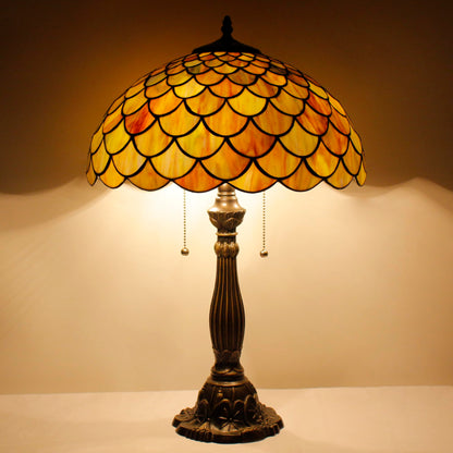 AVIVADIRECT Tiffany Table Lamp Stained Glass Fish Scales Style Antique Desk Reading Light 16X16X24 Inches Decor for Bedroom Living Room Home Office