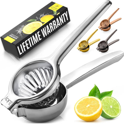 Zulay Kitchen Stainless Steel Lemon Squeezer - Heavy Duty Manual Citrus Press Juicer | Large Size