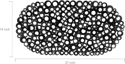 27 14 Inch WELTRXE Oval Bathtub Mat Non Slip, Black Bubbles Bath Mats for Tub, Shower Mat with Drain Holes, Suction
