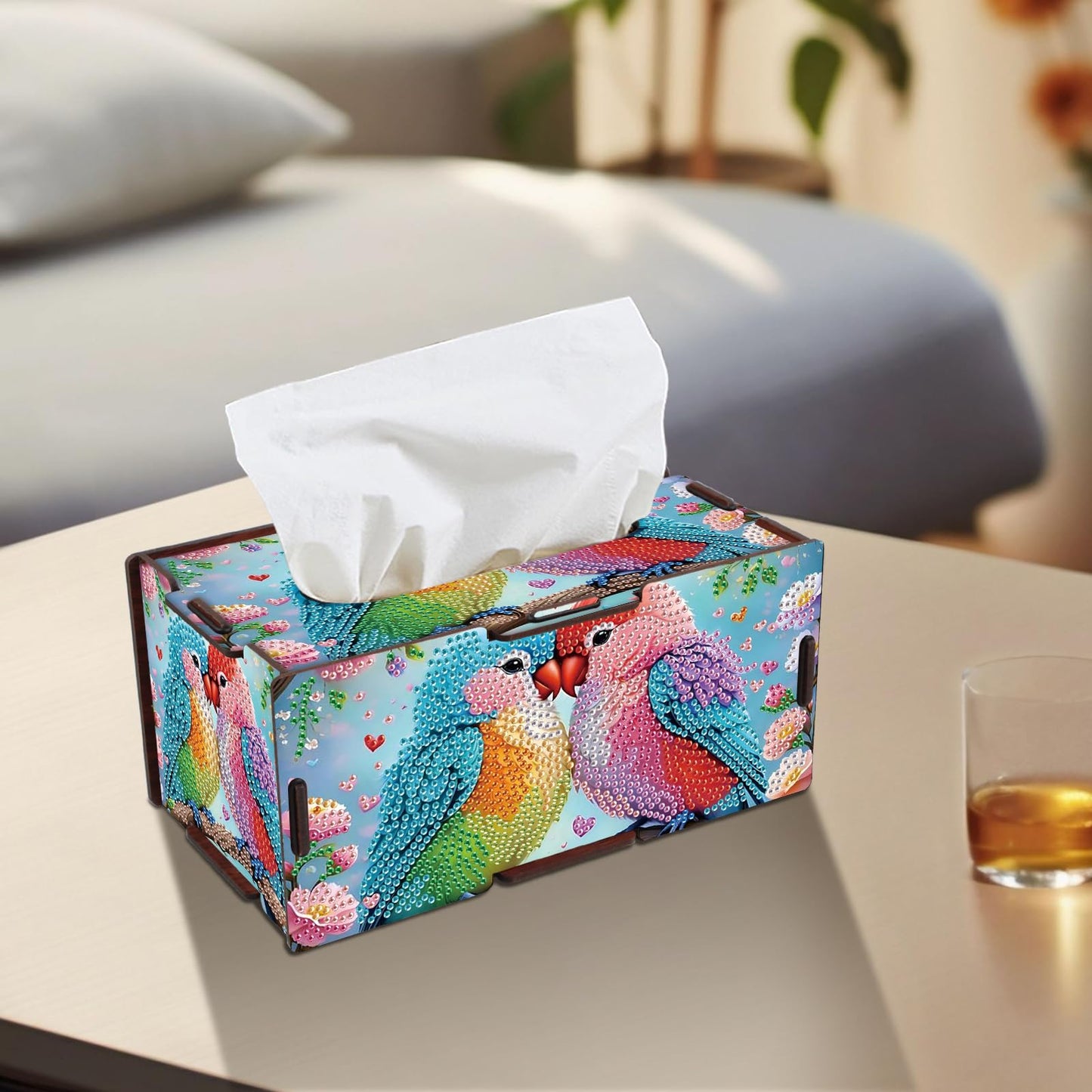 DIY Diamond Painting Tissue Box kit, Bird Shaped Tissue Box with Pull-Out Opening, Suitable for Home and Office Decoration, Ideal as a Handmade Art Gift for Adults
