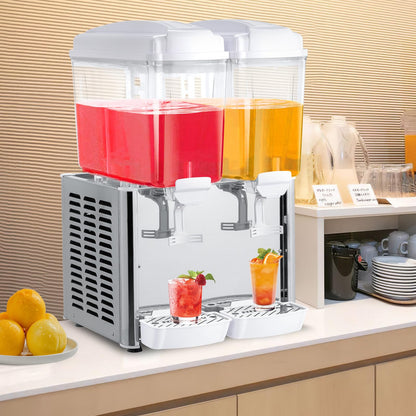ROVSUN 9.6 Gallon/36L Commercial Beverage Dispenser Drink Dispenser, 18L X 2 Tanks Commercial Juice Dispenser Stainless Steel with Thermostat Controller for Home Restaurant Bar Party 110V/60HZ