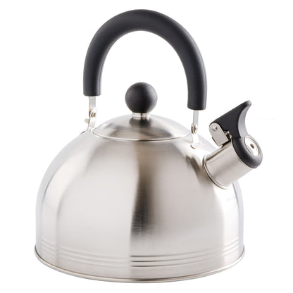 Mr. Coffee Carterton Stainless Steel Whistling Tea Kettle – 1.5-Quart Capacity, Mirror Polish Finish, Durable Tea Kettle for Stovetop, Fast Boiling, Easy Pouring