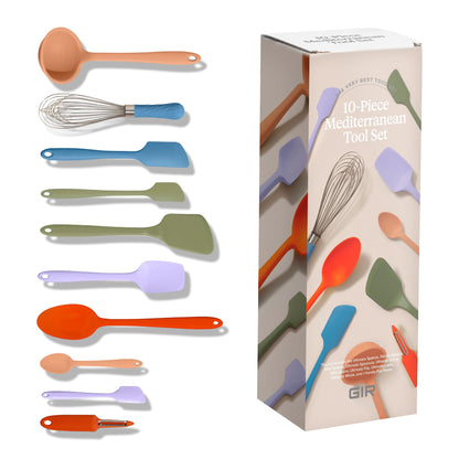 GIR: Get It Right 10-Piece Silicone Ultimate Kitchen Utensil Set – Spatulas, Ladle, Flip, Spoons, Whisk, Peeler & Spoonula – Nonstick, Non-Toxic, Heat-Resistant – Mediterranean