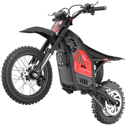 WindoneRide RS5 Electric Dirt Bike, 2200W 37MPH Electric Motorcycle, 48V/22.5Ah Battery Ebike, Full-Suspension Off-Road Mountain E Dirt Bike, Dual Hydraulic Brakes, Red
