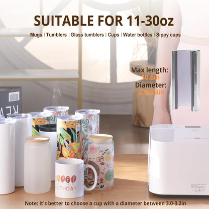 HTVRONT Auto Tumbler Heat Press Machine White + Heat Press H1 Mini Heat Press Machine Bubble Blue