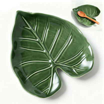 Leaf Spoon Rest, Leaf-shaped Ceramic Spoon Rest for Stove Top, Heat-resistant Kitchen Utensil Holder, Decorative Cookware Accessory