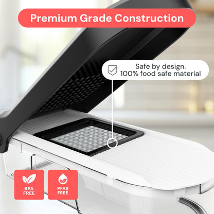 Fullstar Mandoline Slicer for Kitchen - Vegetable Chopper, Onion Potato Food Veggie Fruit Slicer and Cutter with Container, Kitchen Gadgets & Gifts, Home Essentials (6-in-1, White/Black)