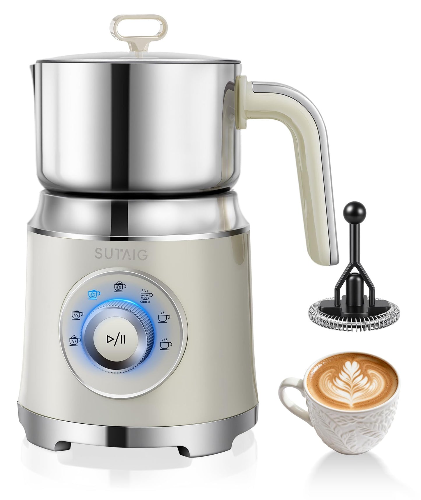 Milk Frother, 27oz All-in-1 Milk Steamer and Frother for Coffee, Variable Froth Thickness, Hot & Cold Foam Milk Warmer with Temperature Control