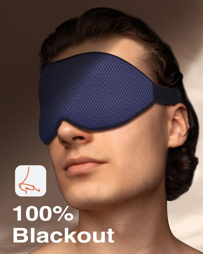 MABAO Sleep Mask for Side Sleeper, Eye Mask for Sleeping Women Men, 3D Contoured Cup No Eye Pressure 100% Light Blocking Sleeping Mask with Adjustable Strap Night Blindfold Flight, Travel, Nap, Black