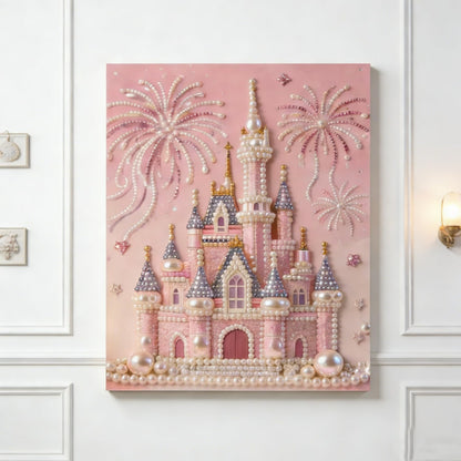 CuddleJunk Diamond Pearl Painting Kit for Adults - DIY Art Canvas 11.81x15.75 Sunflower Rose Cherry Ocean Themes - Stress Relief Craft Supplies Home Decor (Castle)