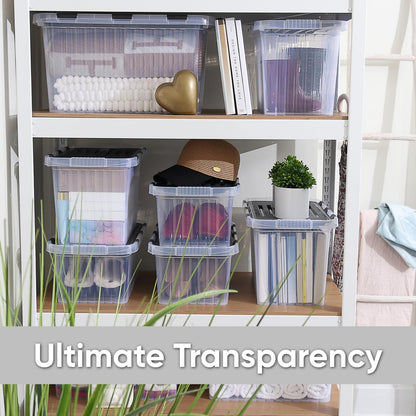 Superio Clear Storage Box with Lid, Stackable Plastic Container Bins for Organizing Home, Office, and Dorm