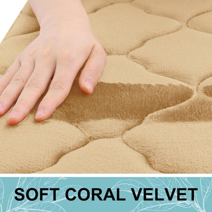 OLANLY U-Shaped Memory Foam Toilet Rugs 24x20, Ultra Soft Non-Slip Thick Bath Mat, Machine Wash Dry, Beige