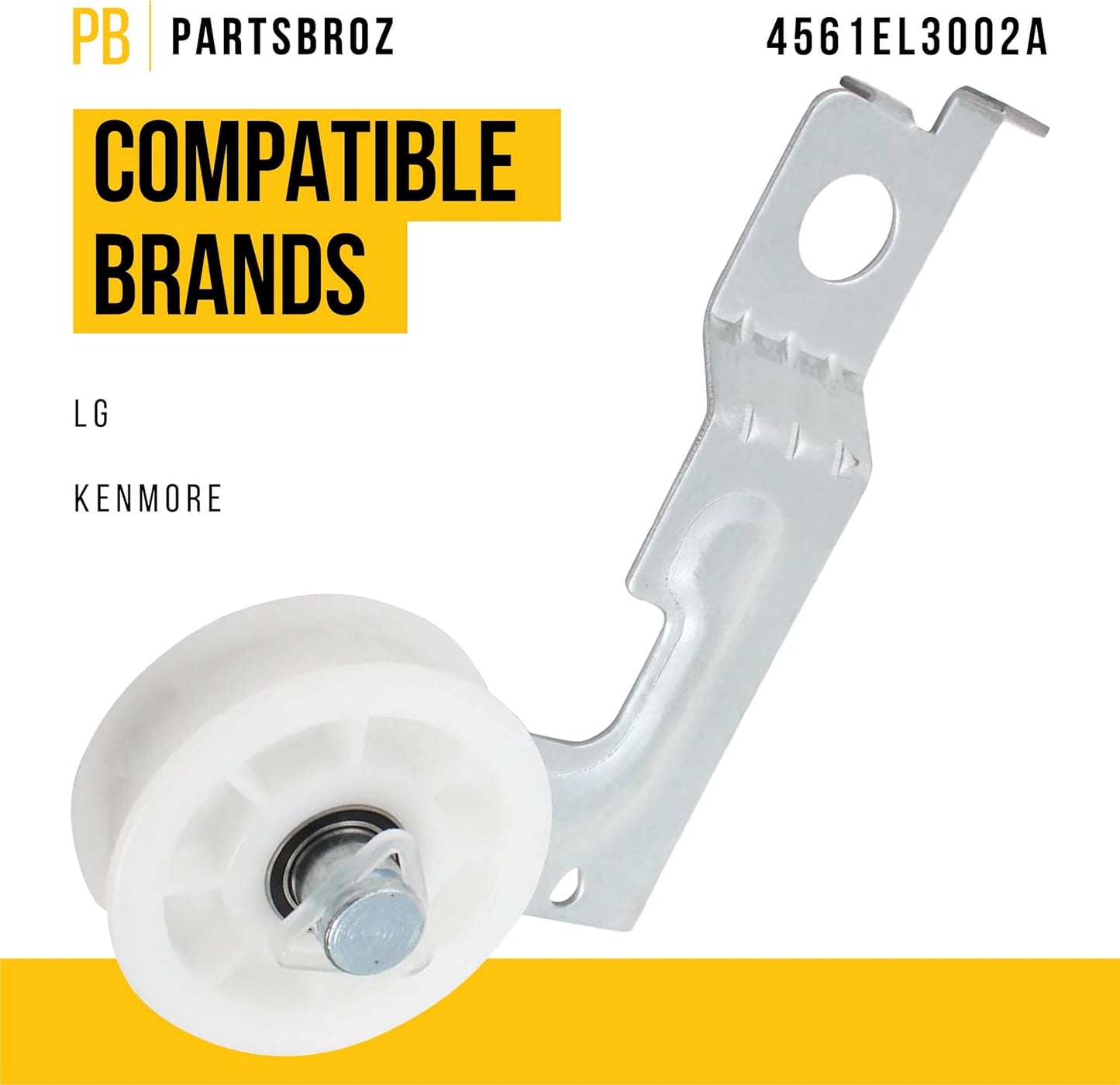 ParrtsBroz 4561EL3002A Idler Pulley Assembly, Compatible with LG Kenmore Washer Dryer, Replaces AP4438243