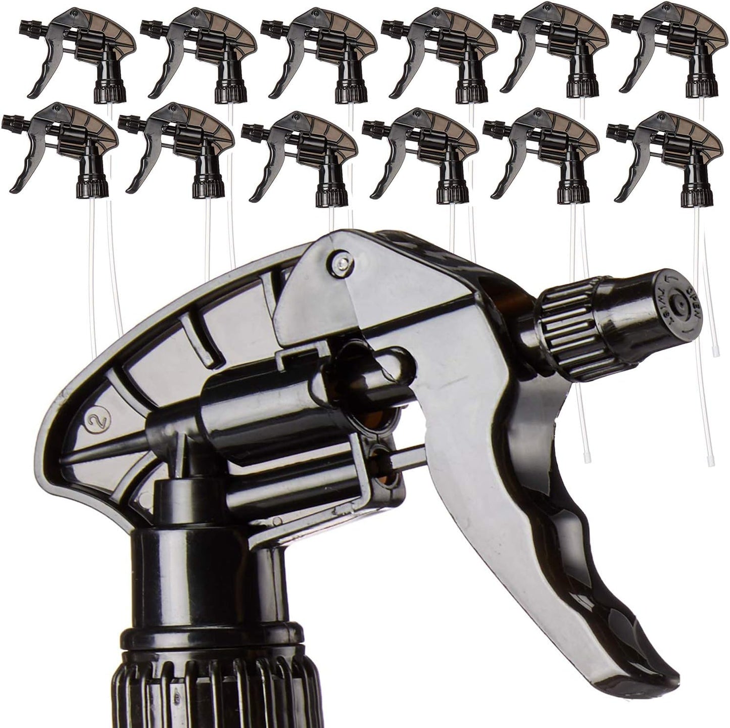 S & E Packaging 12 Pack 28-400 Nozzles 32 oz 9.5" 1.5mL Replacement Trigger Sprayer Heads Black Spray for Bottles