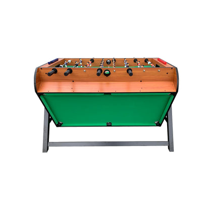 KICK Triplex 55″ Telescopic Rods 3-in-1 Swivel Multi Game Table (Brown) – Foosball, Pool/Billiards & Air Hockey