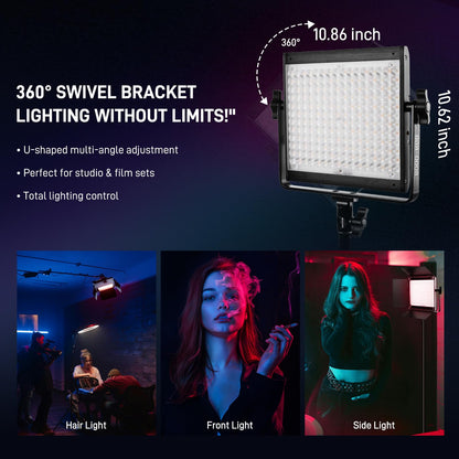 GVM 800D RGB LED Video Light, 2026 Upgraded Panel Light with Optical Lens & 6X Brighter (19500 Lux/0.5m), 3200K-5600K Bi-Color, 20 Scene Modes & CRI97+, Studio Lights, Photography Lighting, 3-Packs