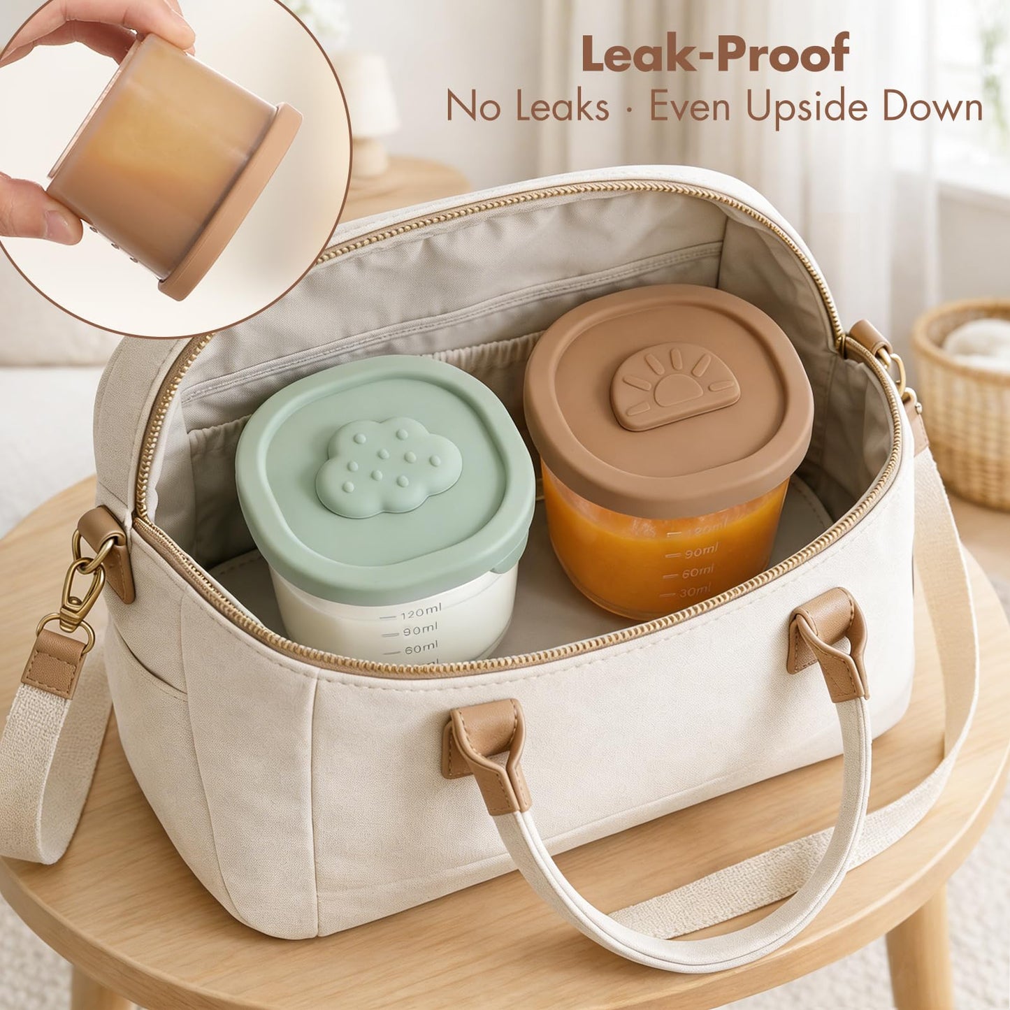Baby Food Containers with Lids Silicone Baby Food Storage Containers for Infants & Toddlers, Leakproof Freezer-Safe Reusable Baby Food Jars for Breastmilk & Solid Foods, 4oz Silicone Containers, 4PK