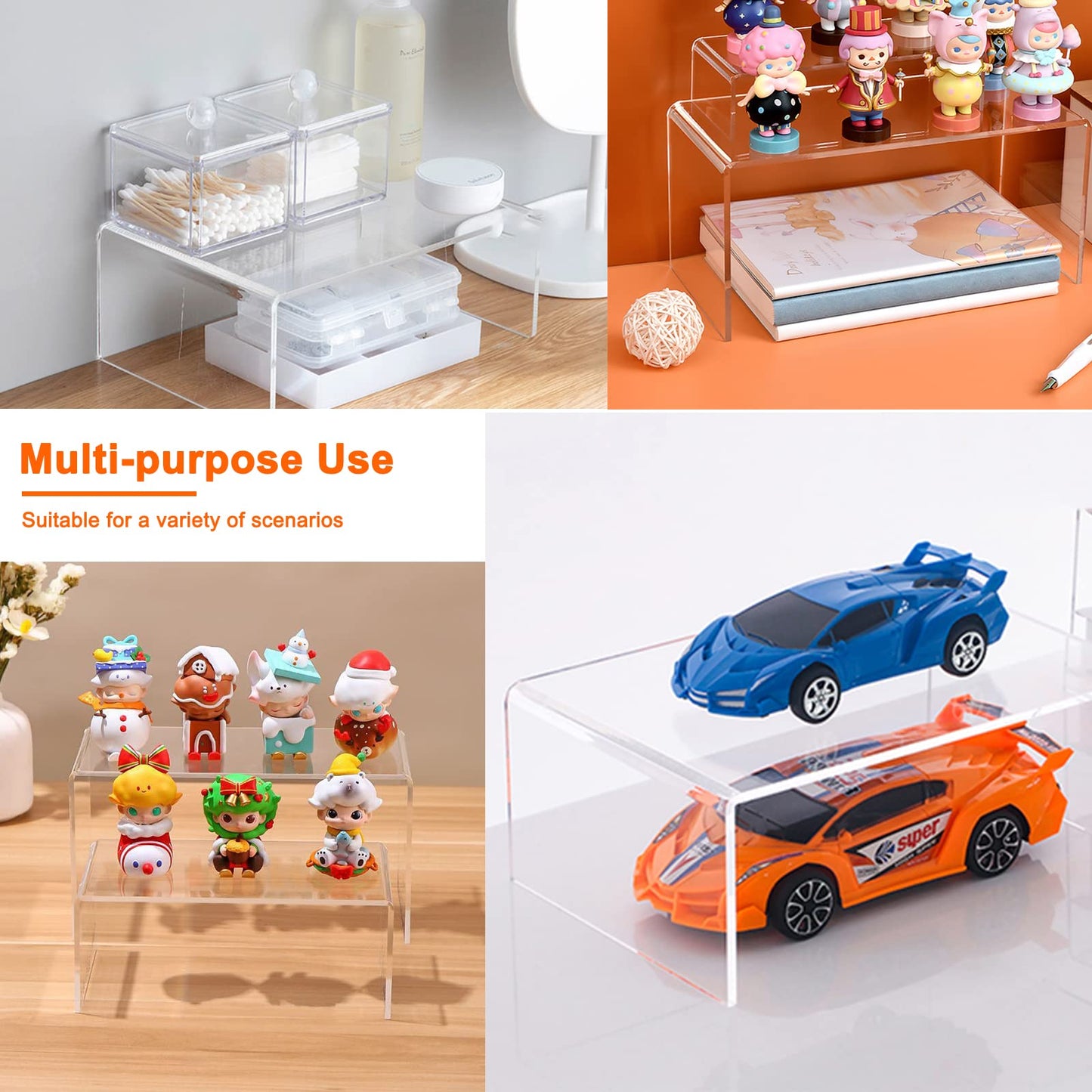 Cerpourt 8Pcs Acrylic Display Risers(6",5",4" 3") Clear Product Stand,Cupcakes Holder Dessert Display Transparent Showcase Stands, Candy Bar Risers, Acrylic Lifts Display for Figures