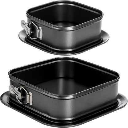 SOUJOY Set of 2 Springform Cake Pan, Non-stick Square Cheesecake Pan with Removable Bottom