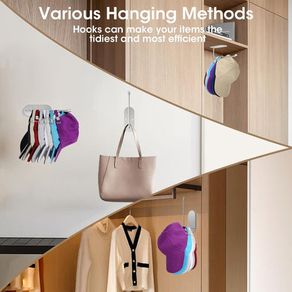 Wall Mounted Hat Rack, 2 Pack Hat Organizer for Baseball Caps, Stainless Steel Storage Organizer with Strong Adhesive