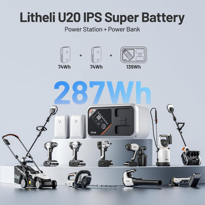 Litheli 288 Series Portable Power Station 287Wh, Lithium Battery Solar Generator（2 x 74Wh Battery Pack Shipped Separately), 300W AC Outlet, 0-95% in 50Min, Power Bank for Outdoor Emergency RV Van